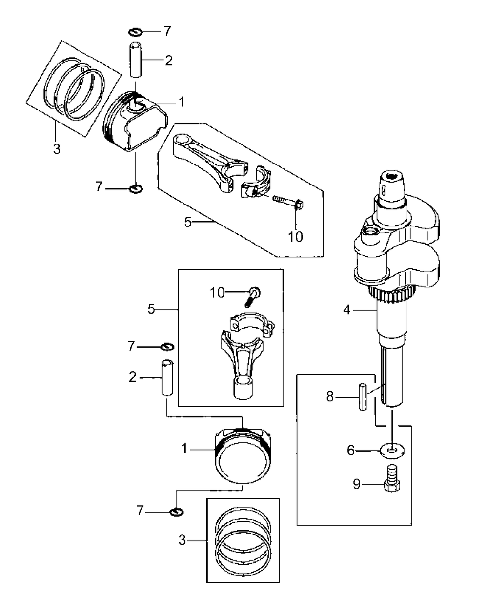 Fh680v-Bs29 Piston And Crankshaft Diagram and Parts List for M54-KW 53BB5DBW750-23-HP Cub Cadet Lawn Tractor
